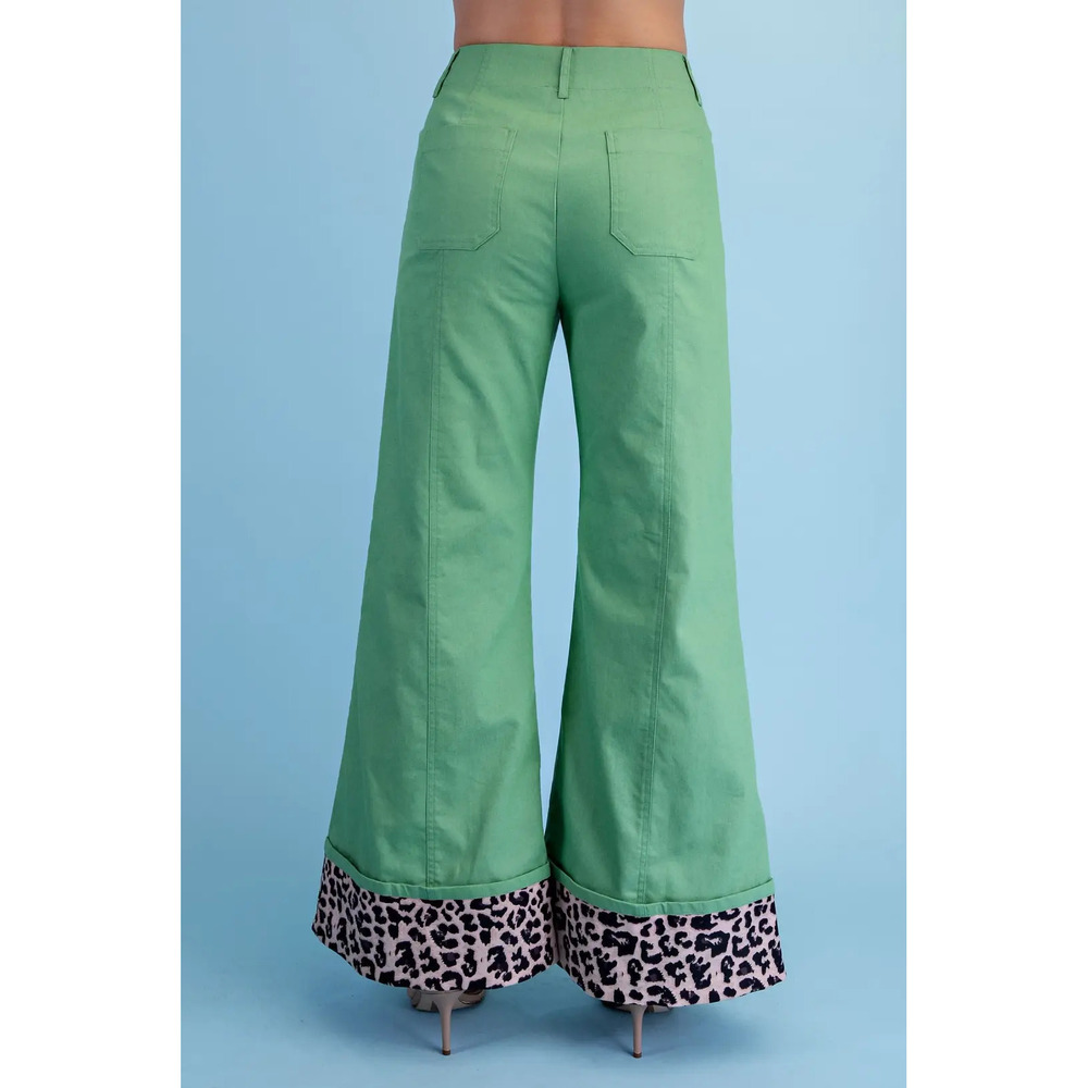 TE2041 APGRN Gigio Leopard Cuffed Flare Pants Various Sizes - Picture 5 of 5